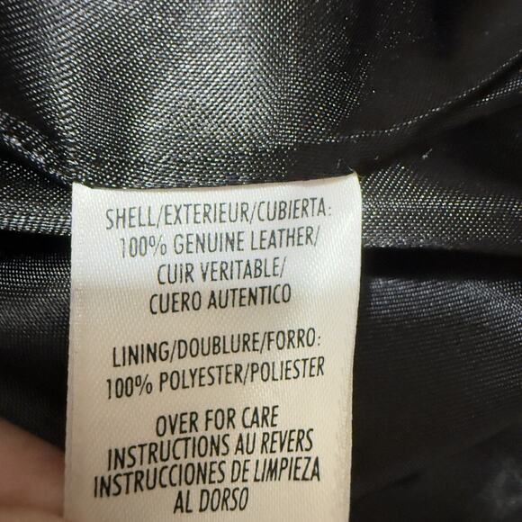 Petite Sophisticate Black Leather Blazer Jacket Women’s Size M Button Front - Picture 14 of 14